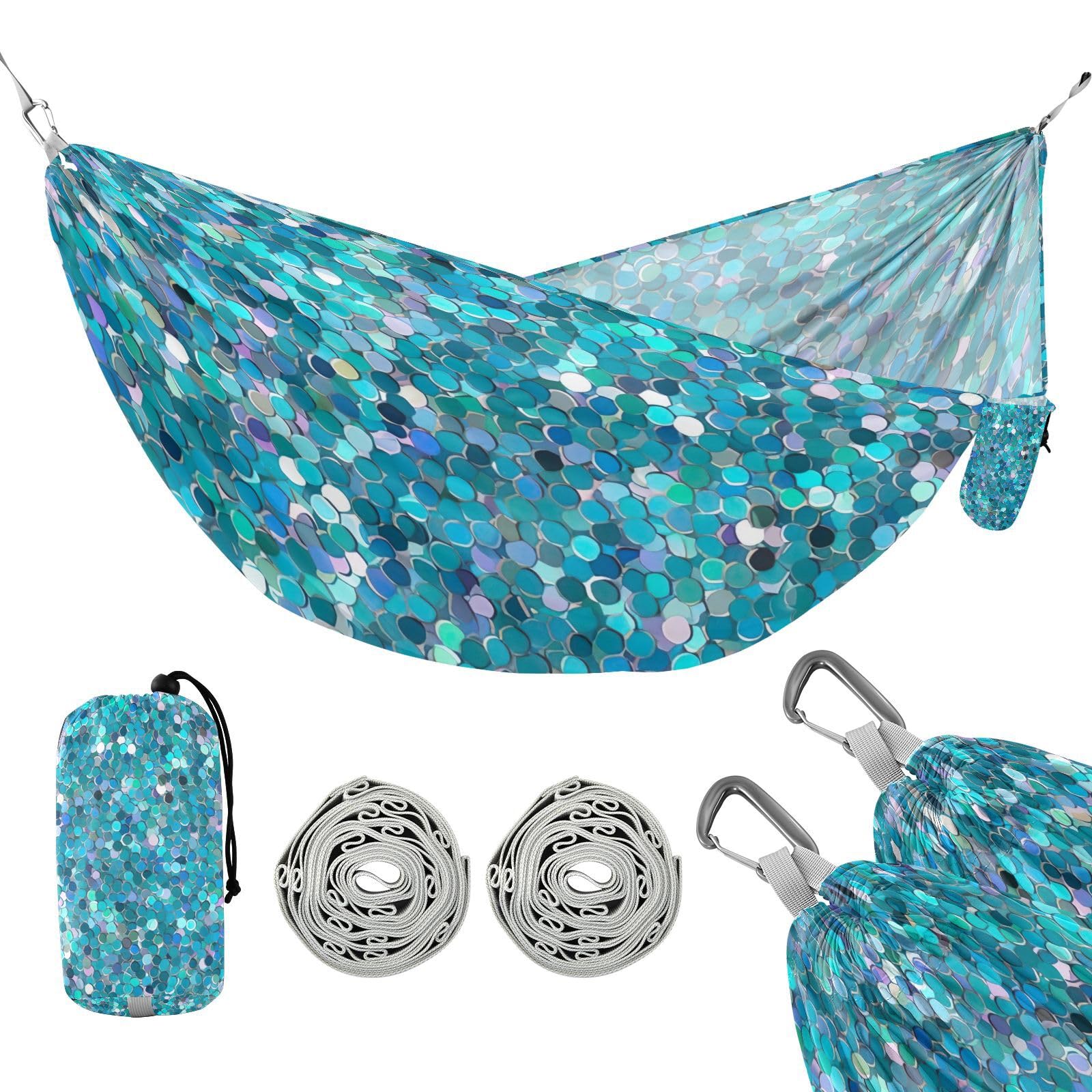 ATTX Glitter Pattern Camping Hammock - Lightweight & Portable Hammocks, Heavy Duty 330lbs Capacity for Indoor, Hiking, Backpacking, Travel, Backyard, Beach#504