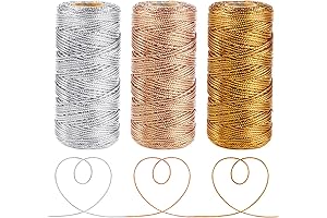 Anvin Metallic Twine, 328 Yards of Golden Decor for Wrapping, DIY Crafts, and Festive Occasions