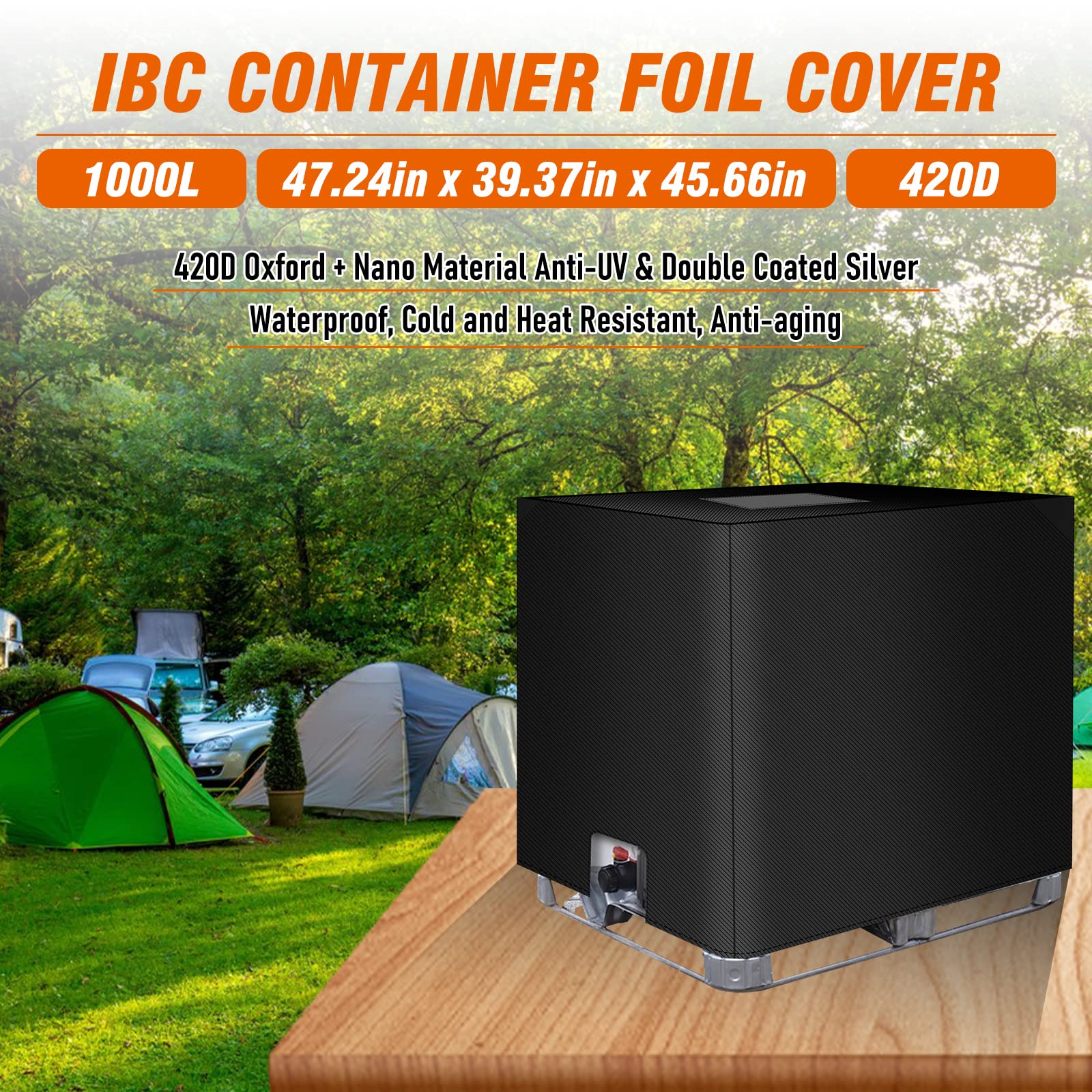 IBC osłona zbiornika na zbiornik, ochrona przed promieniowaniem UV, plandeka ochronna na zbiornik IBC, plandeka ochronna na zbiornik na wodę 100L 420D / folia ochronna na wodę deszczową, pyłoszczelna