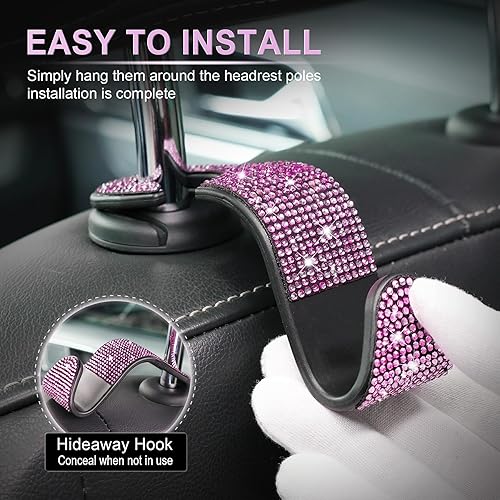 Miniatura 4 de LivTee - Gancho para reposacabezas de asiento de coche, ganchos para el asiento del automóvil, organizador de almacenamiento interior, accesorios