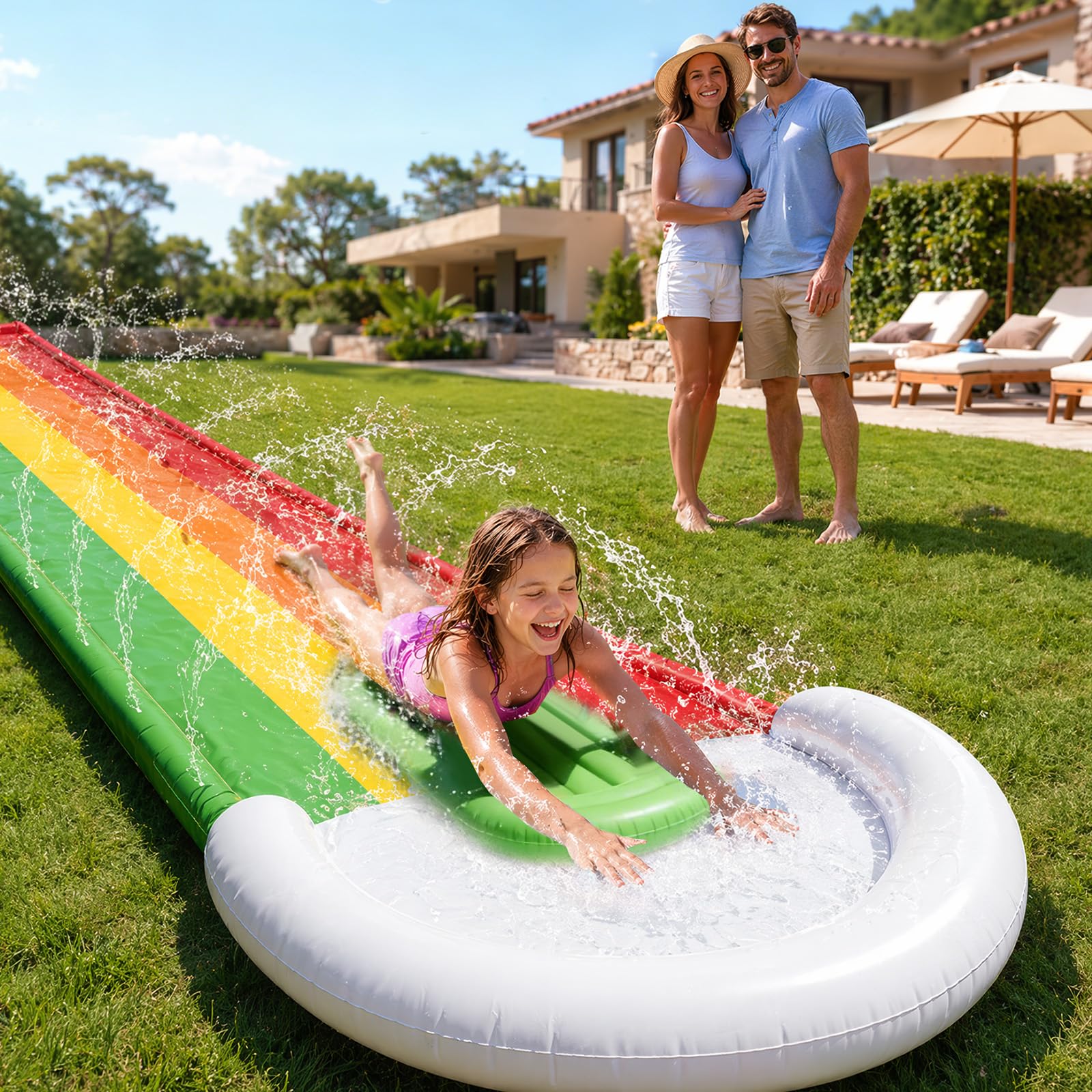 Toboggan Aquatique,Toboggan pour Pelouse de Jardin Gonflableavec Bodyboard,Jouet Aquatique pour l'Extérieur,Toboggans Piscine Hors Sol,Jouet d'eau d'été pour Enfants et Adultes,Extérieur et Jardin