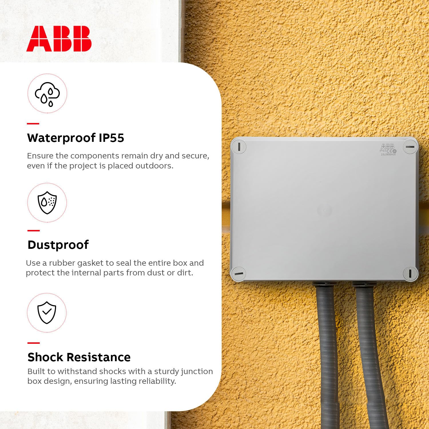 ABB IP55 Junction Box • Waterproof Electric Cable Connector Unit • Shockproof Adaptable Electric Box • Indoor/Outdoor Box • 220 x 170 x 80mm - Image 4