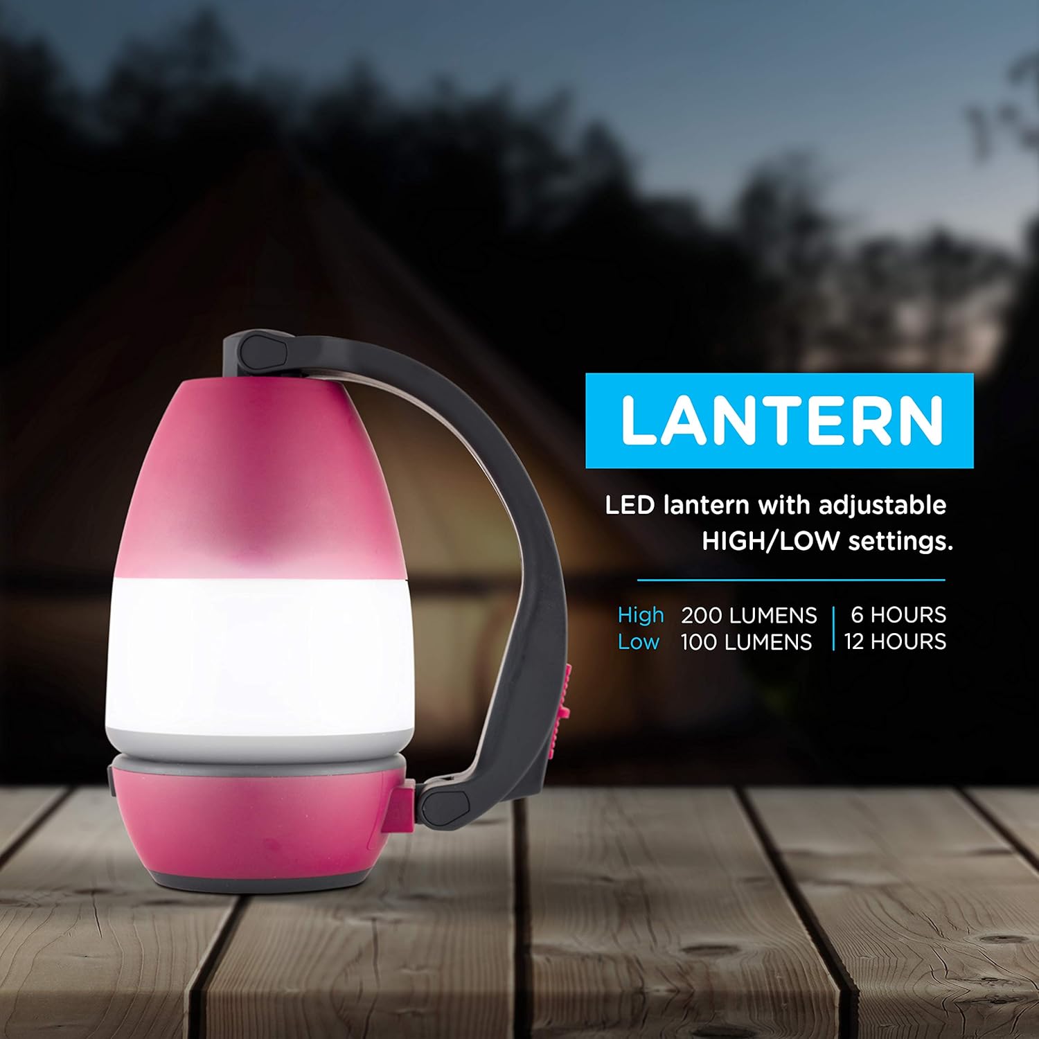Enbrighten Red 3 in 1 LED Combo Lantern, Single-Pack, Flashlight, Task Light, Battery Operated, 200 Lumens, High/Low/Off, Table Lamp, Desk, Camping, Emergency, Storm, 49539 : Everything Else