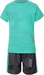 Inhzoy Kids Boys Sport Jerseys Outfits Football Team Training Uniform Athletic Shirt With Shorts Sets Fitness Tracksuit