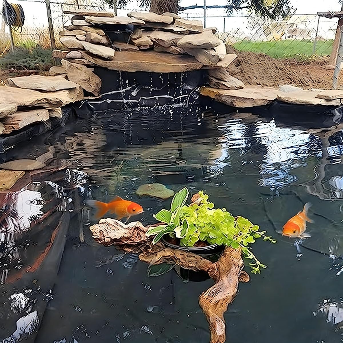 Bâche flexible pour étangs à carpes koï et cascades - Sans danger pour les poissons et les plantes - Caoutchouc très résistant - Idéal pour les étangs de jardin - Disponible en 3 m x 4 m - 5 m x 6 m