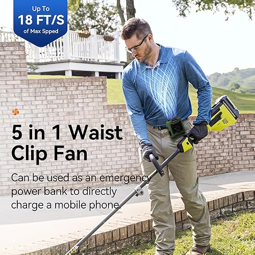 Miniatura 4 de Aristide Ventilador de cintura con linterna, ventilador personal portátil recargable por USB con clip de cintura, ventilador de trabajo manos