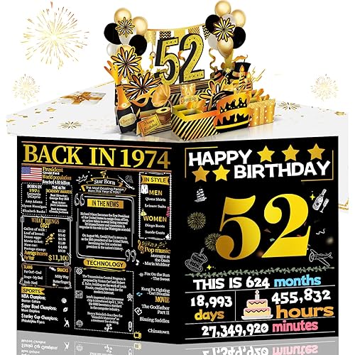 Miniatura 32 de Joycard Tarjeta de cumpleaños número 42 para mujeres y hombres, regalo de feliz cumpleaños 3D desplegable para ella y él, divertidas decoraciones