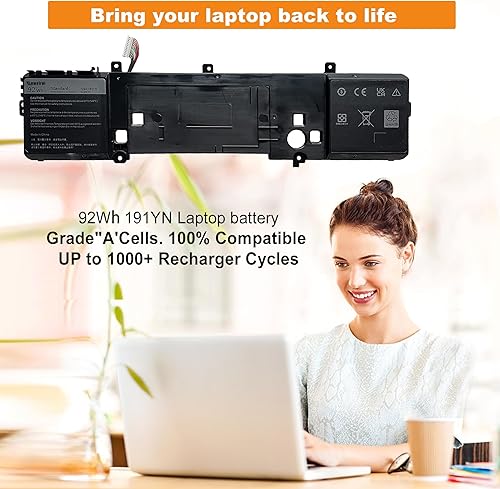 Miniatura 2 de BOWEIRUI 191YN 92Wh - Batería para portátil de 8 celdas compatible con Dell Alienware 15 R1 R2 ALW15ED ALW15CD ALW15ER Series 410GJ 2F3W1 08NH55