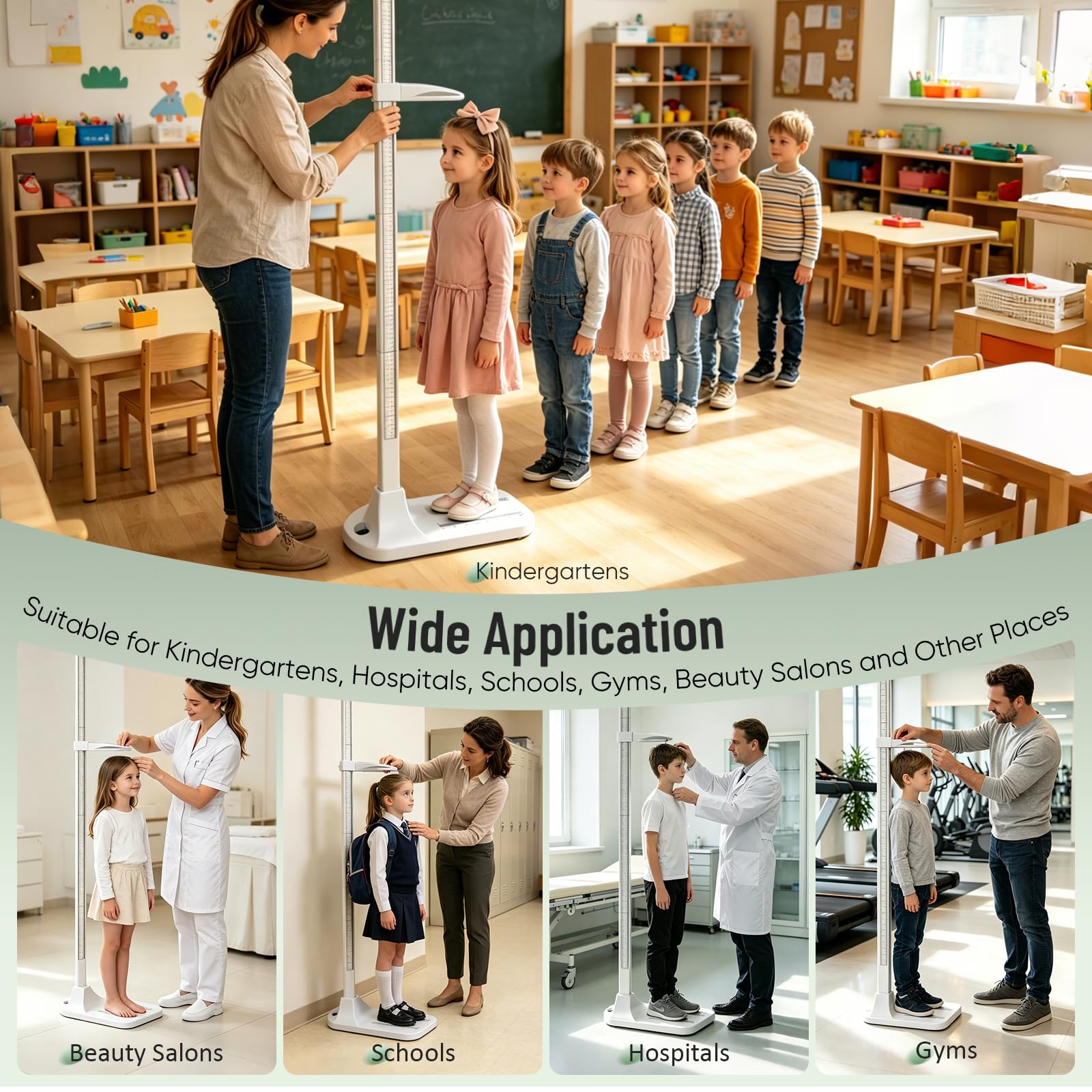 Stadiometro, Dispositivo Per Misurazione Dell'altezza 20–210Cm Stadiometro Portatile Con Doppia Scala Base Integrata Misurazione Lunghezza Piede Design Smontabile Con Appoggio Testa E Supporto Parete