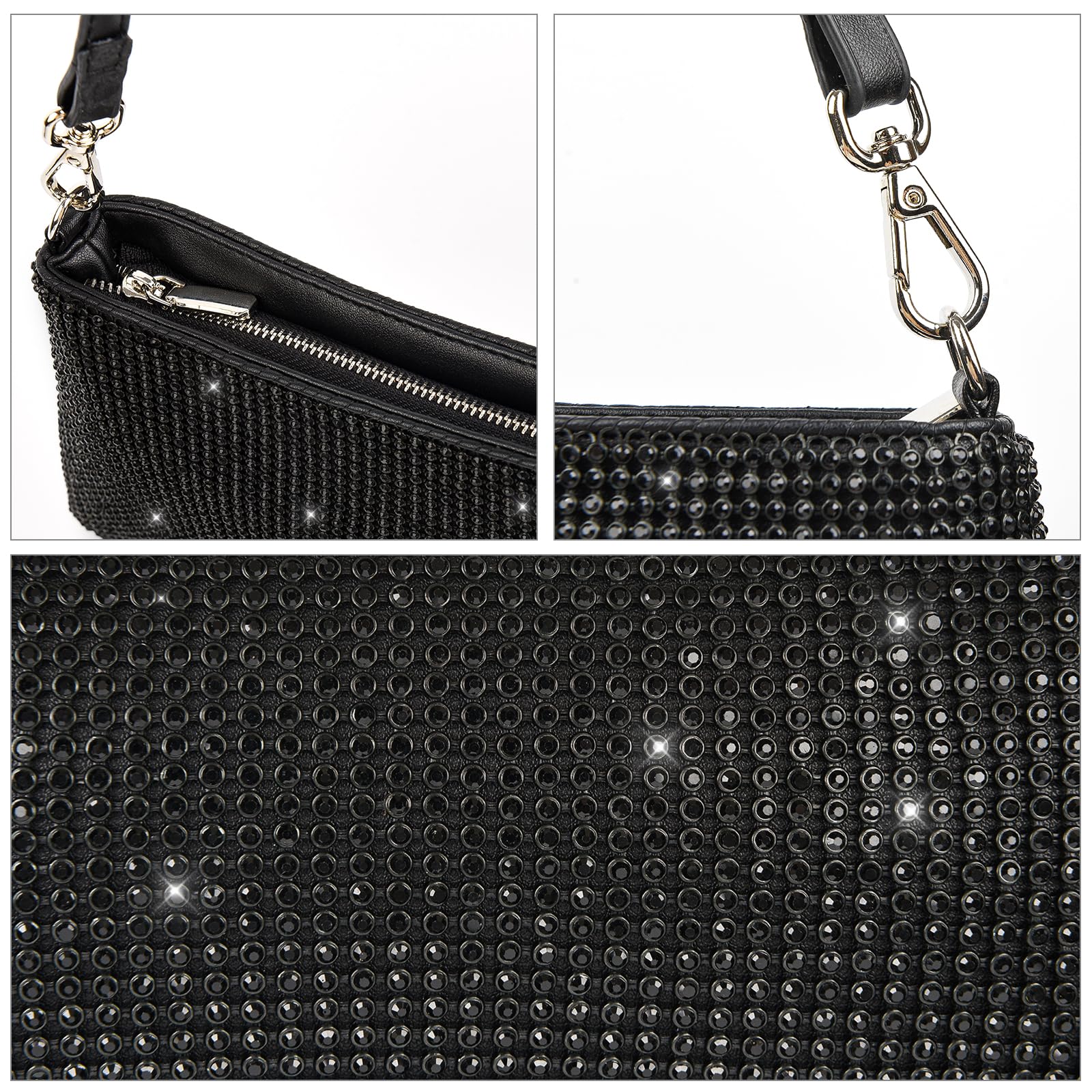 Valleycomfy Damen Clutch Elegante Brauttasche Diamant Handtasche – Bild 6