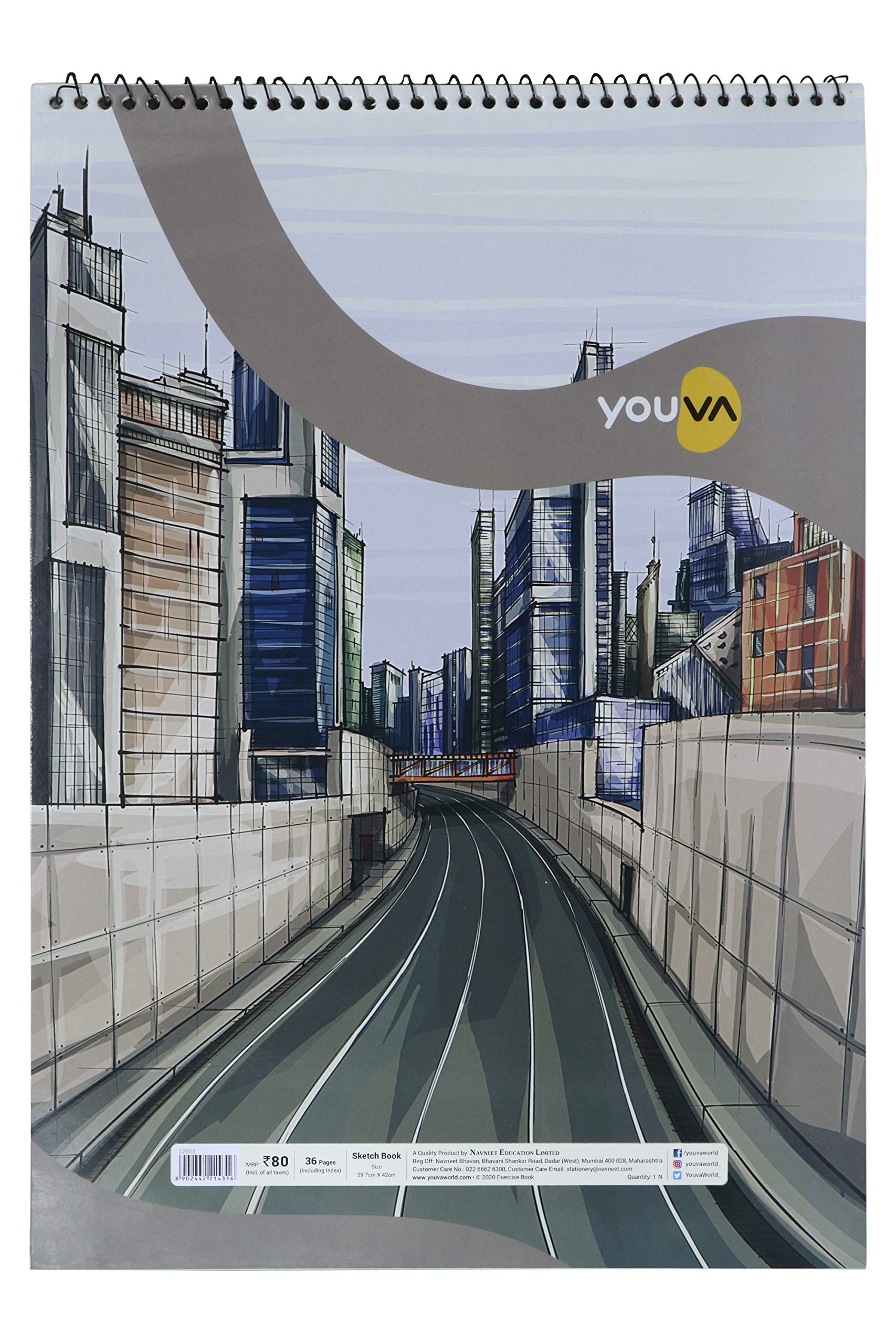 YOUVANavneet | Spiral Bound | Sketch Book | 29.7x42 cm | 36 Pages | Pack of 3