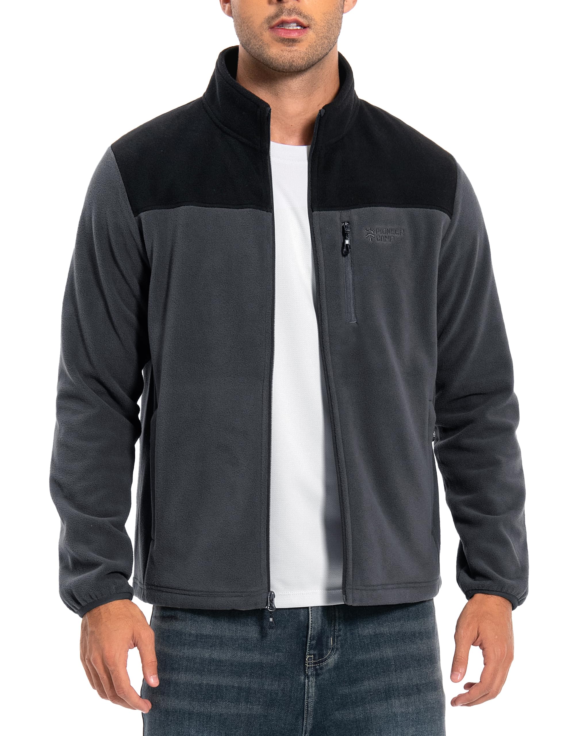 Pioneer Camp Giacca in pile da uomo Full Zip Outdoor Polar, leggera, antivento, con chiusura lampo