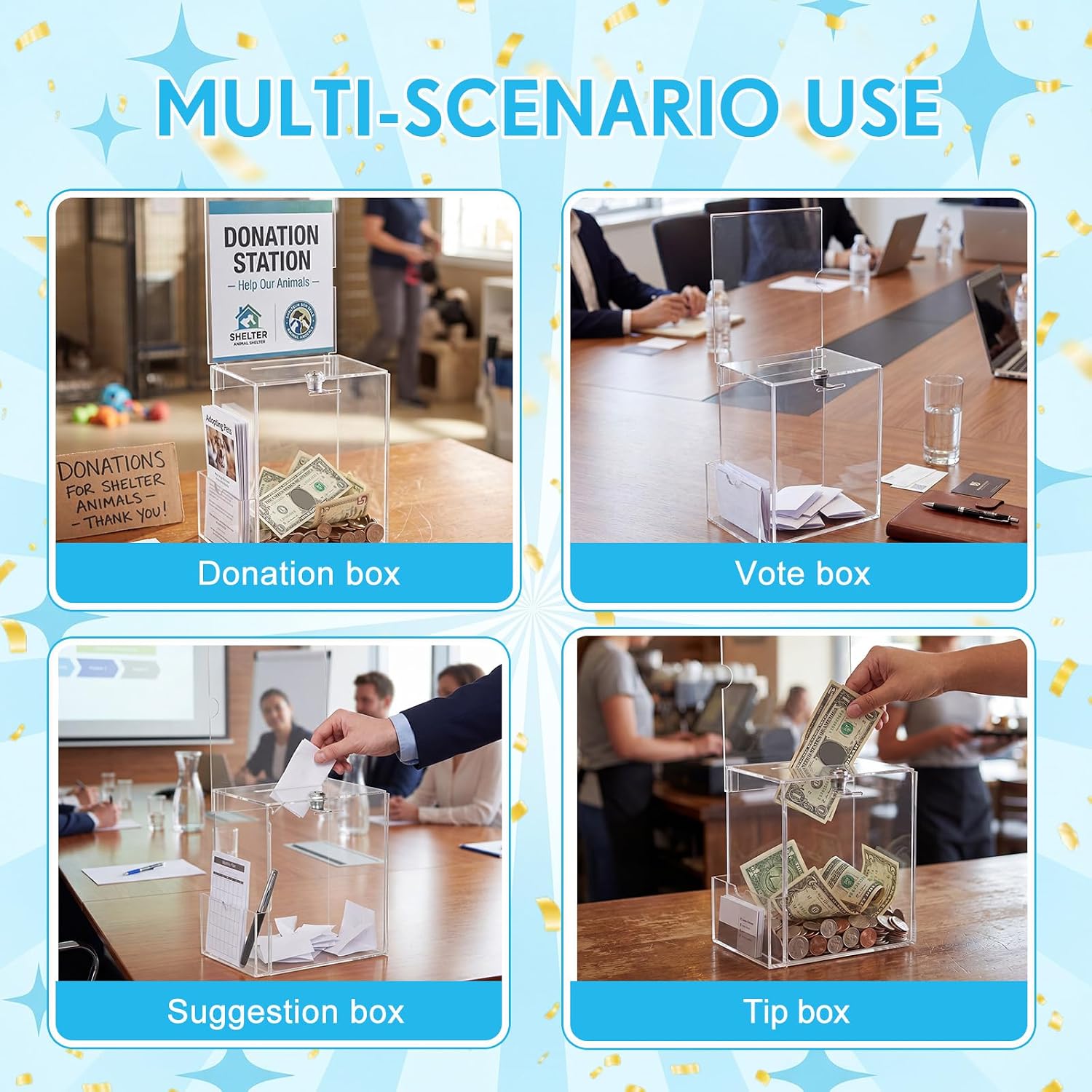Teling Enter to Win Raffle Ticket Box with Lock, Sign Holder & 500 Tickets
