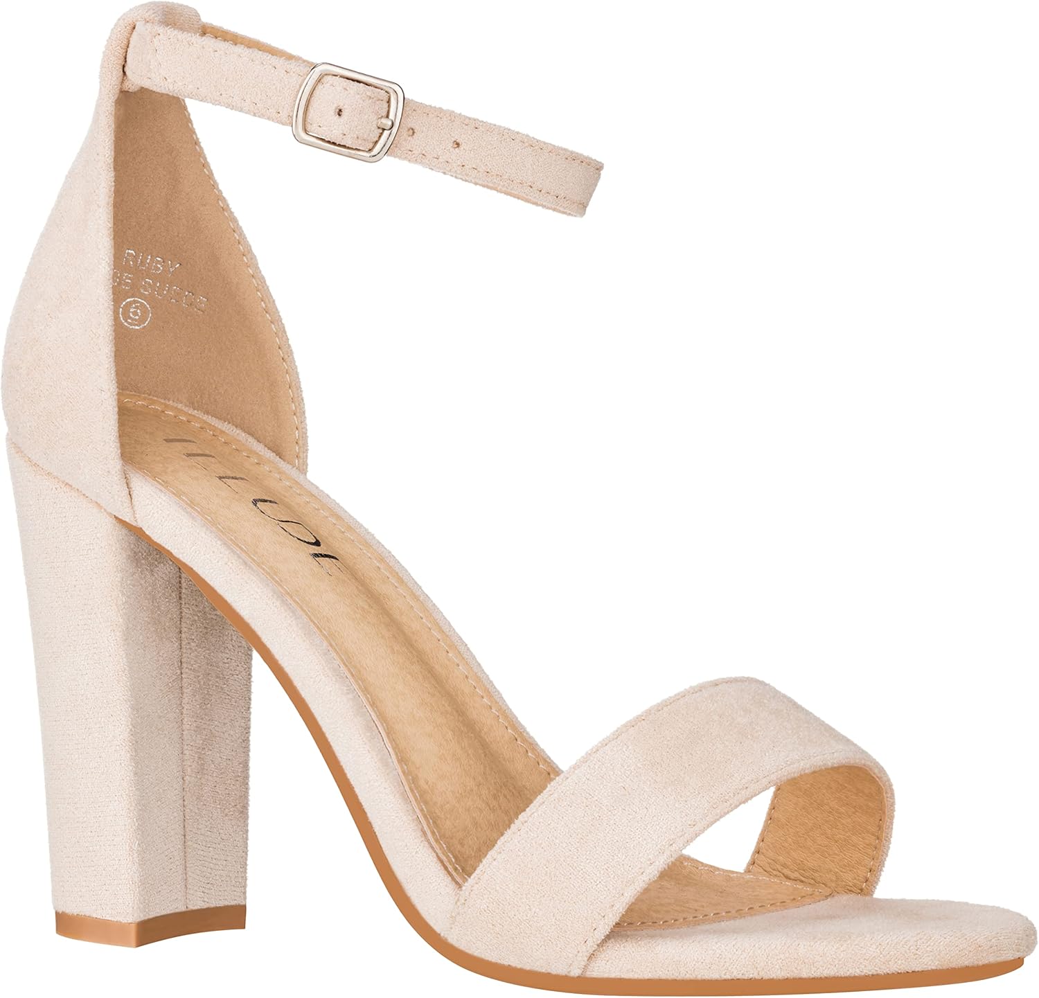 ILLUDE Women’s Open Toe Ankle Strap Chunky Block High Heel - Formal, Wedding, Party Classic Heeled Sandals - Ruby