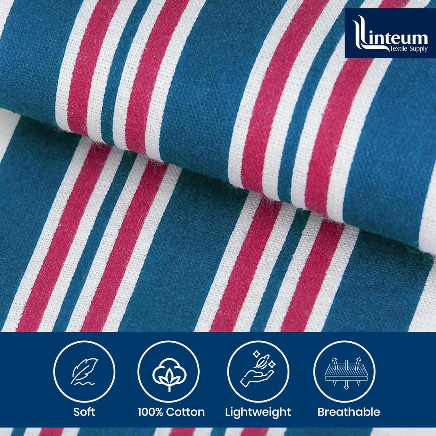 Linteum Textile Supply Hospital Receiving Blankets for Newborns – 100% Cotton, 30x40 in, White w/Teal & Pink Stripes – Classic Swaddle Wraps for Babies – 6-Pack
