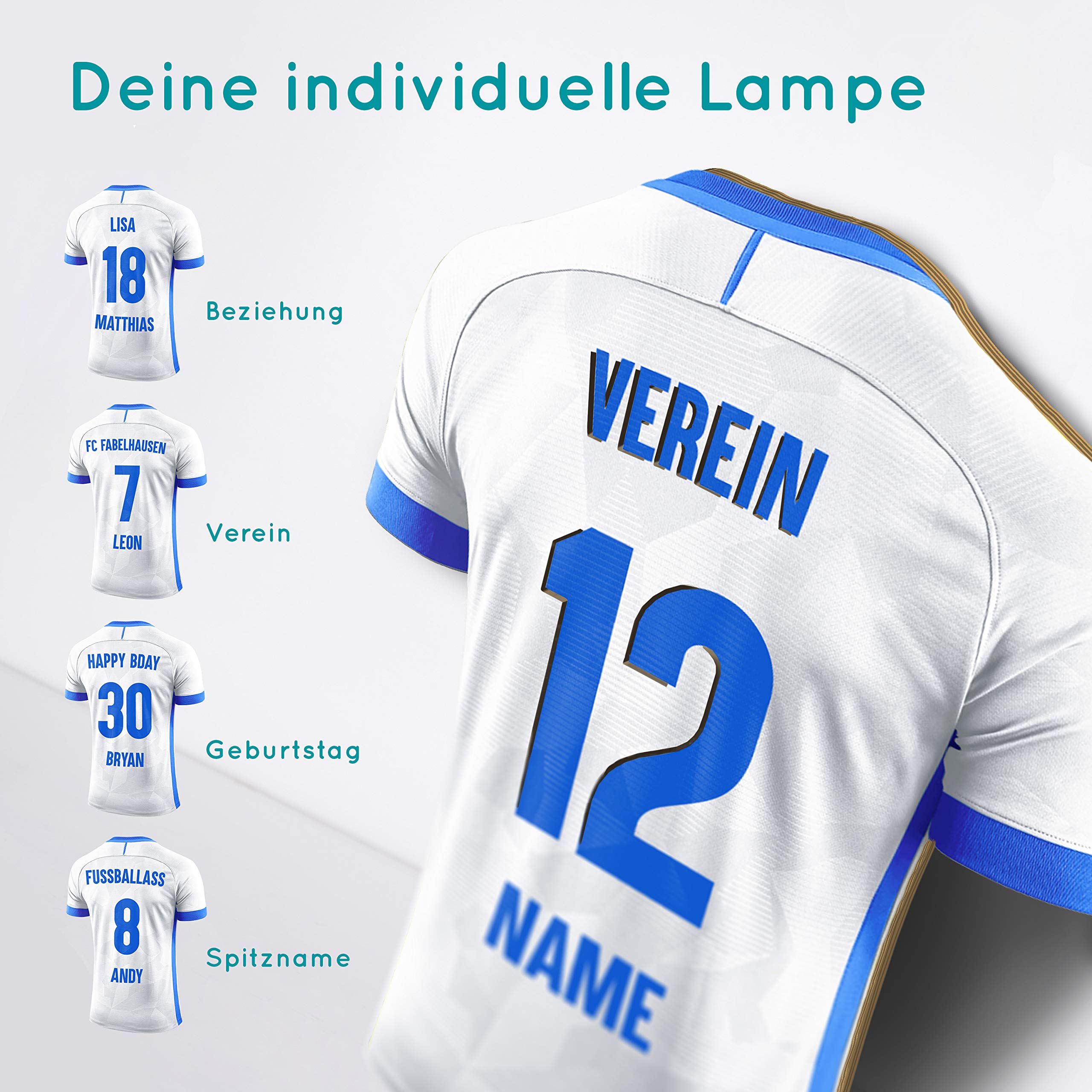 Elbeffekt Trikotlampe für Hamburg Fans aus Holz - personalisierbares Geschenk - schenke Dein individuellen Hamburg Fanartikel aus Echtholz