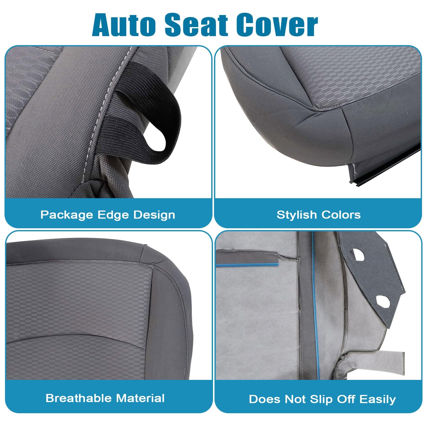 For 2013 2014 Dodge Ram 1500 2500 3500 4500 Driver Bottom Gray Cloth Seat Cover