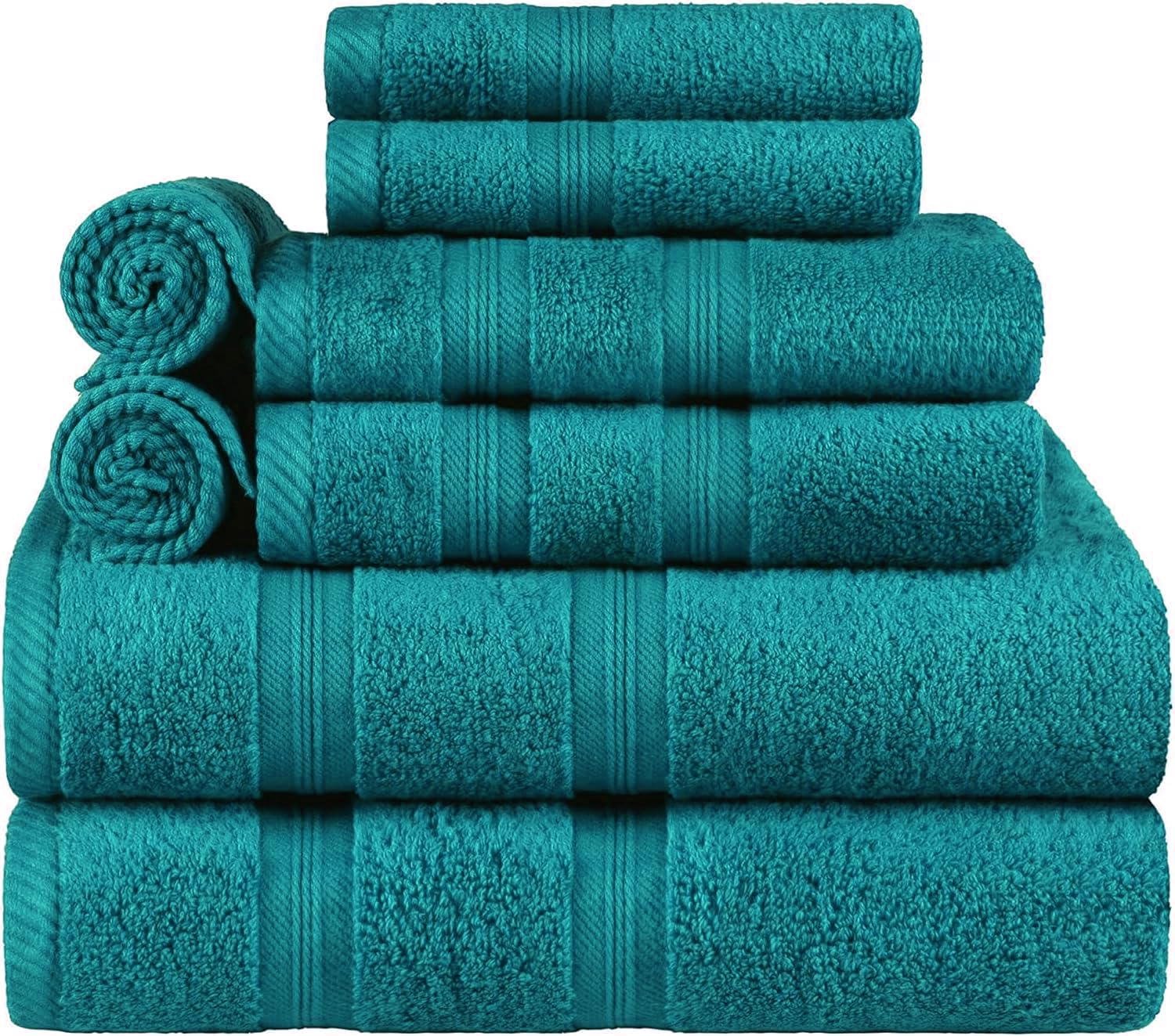 Set di 8 asciugamani in 100% cotone egiziano, 500 g/m², di alta qualità, ad asciugatura rapida, multiuso, morbidi per viso e mani, grandi asciugamani da bagno (verde acqua)