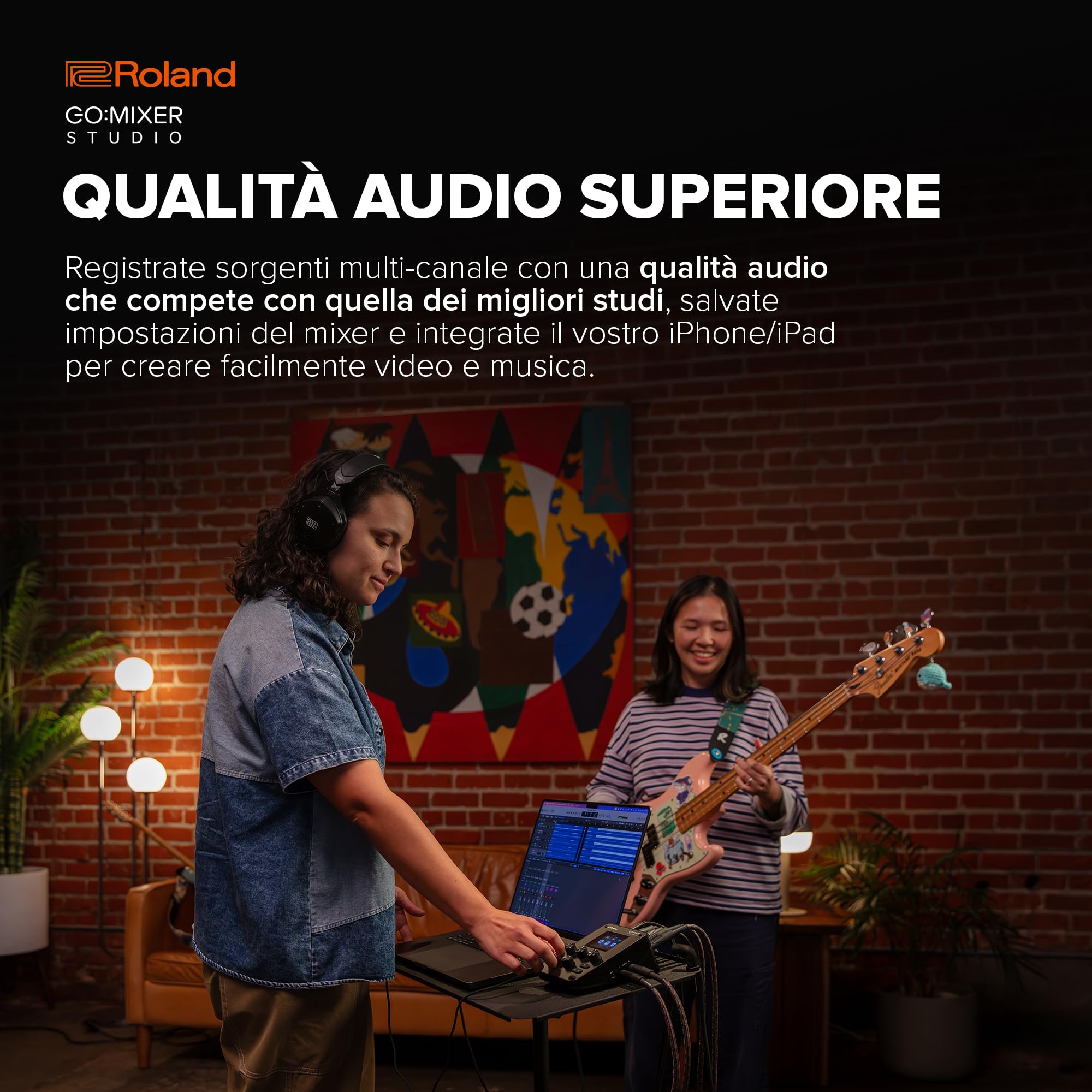 Roland GO:MIXER STUDIO | Mixer Multicanale e Interfaccia Audio Portatile | Perfetto per Content Creator e Musicisti | Suono di Qualità da Studio | Effetti Integrati | Ingressi e Uscite Espansi