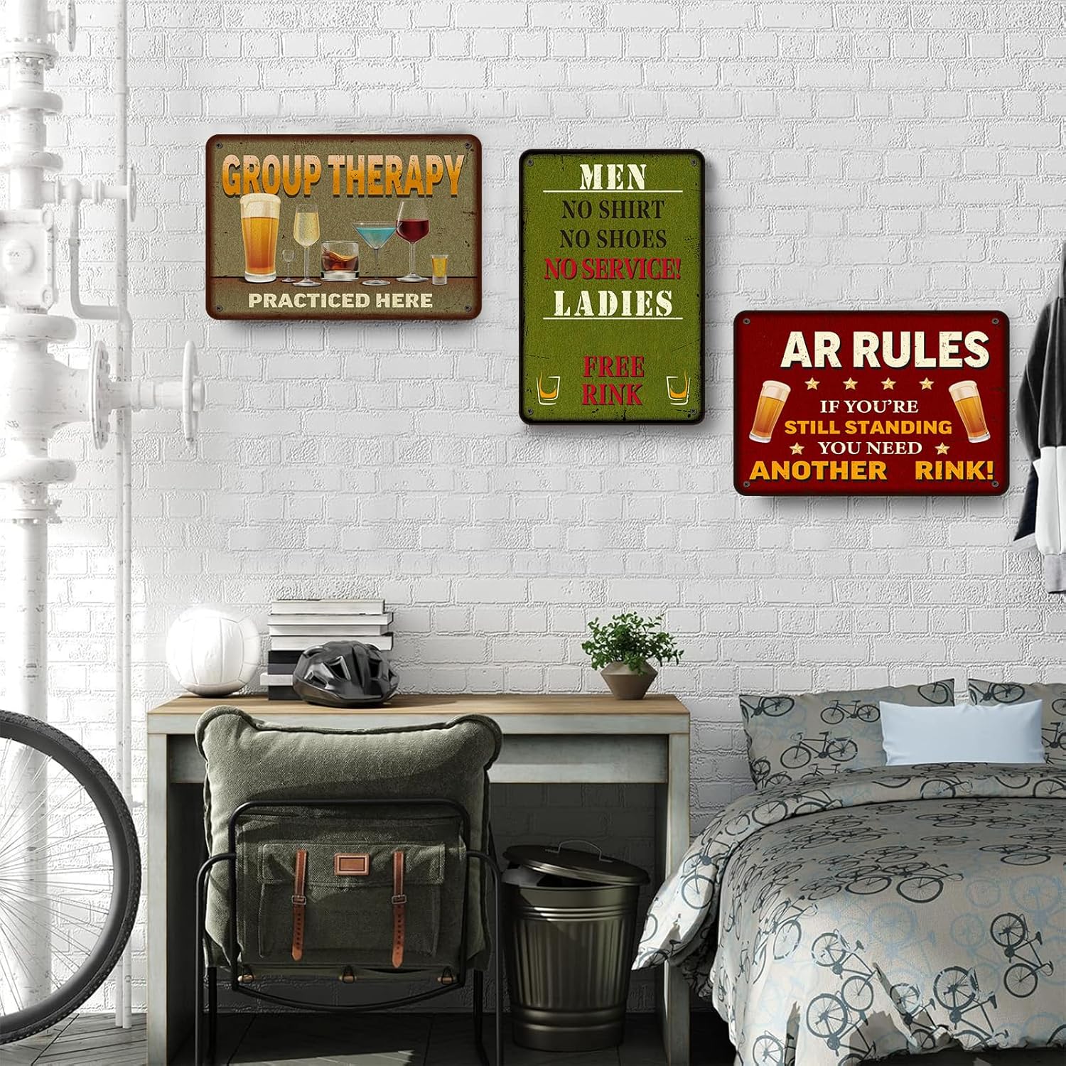 Clabby 9 Pcs Funny Bar Signs for Home Bar Vintage Funny Sign for Home Wall Sign Set for Backyard Man Cave Party Decoration Dinner Garage(Metal,12 x 8 Inch)