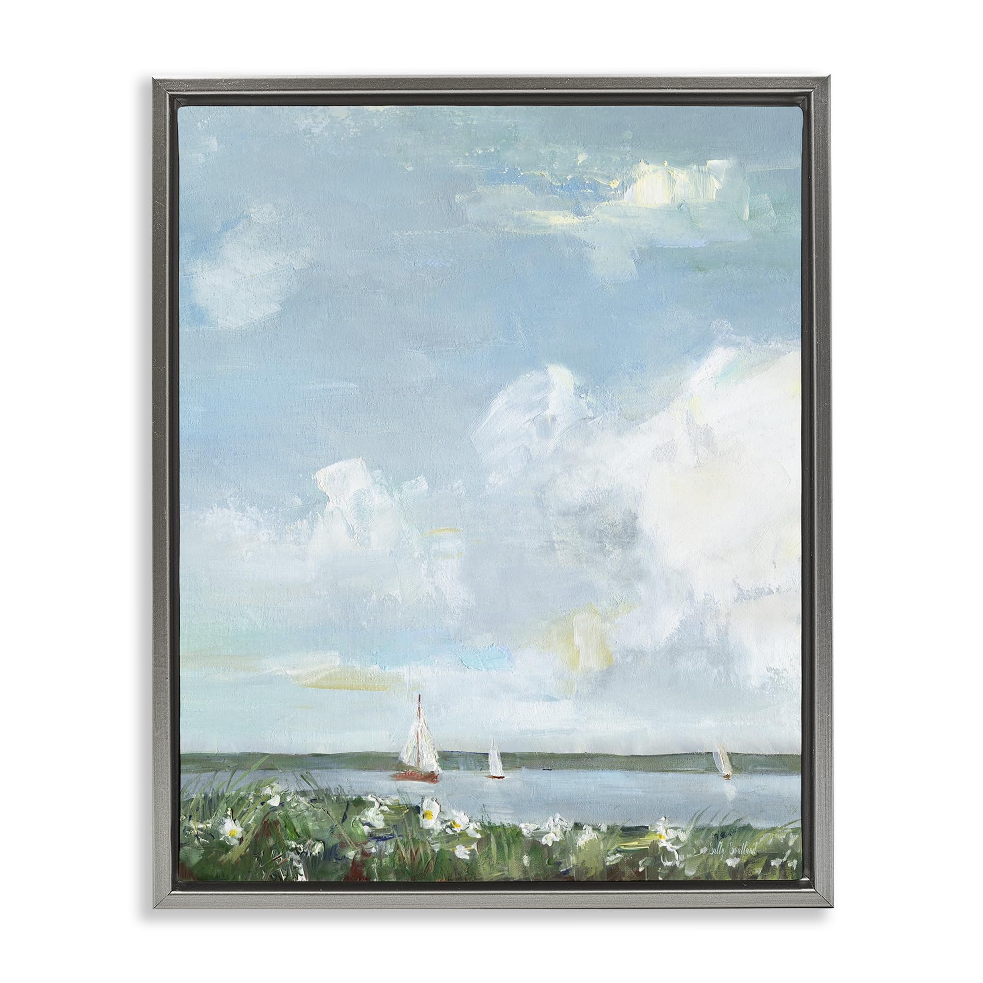 'Seaside Sailing Under Clouds'| Floating Frame Canvas Art