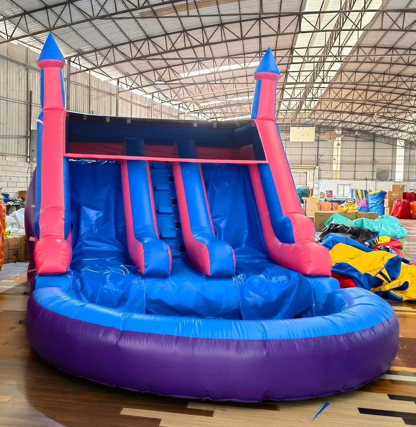 21FT(L) Commercial Grade Water Slide for Adults - Without Blower - (Doul Lane) (Heavy Duty Full PVC) (Big Water Pool), Inflatable Waterslide for Backyard, Outdoor Park,21x11x12ft