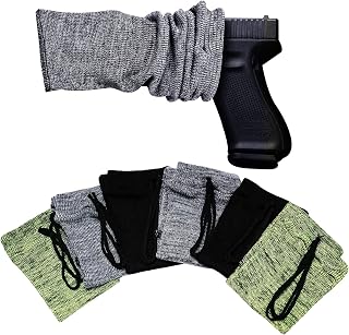 6 Pieces Gun Socks for Pistols, 16" x 4" Silicone Treated Knit Handgun Revolver Socks, Anit-Rust, Drawstring Closure, Multicolored - Blitztarac