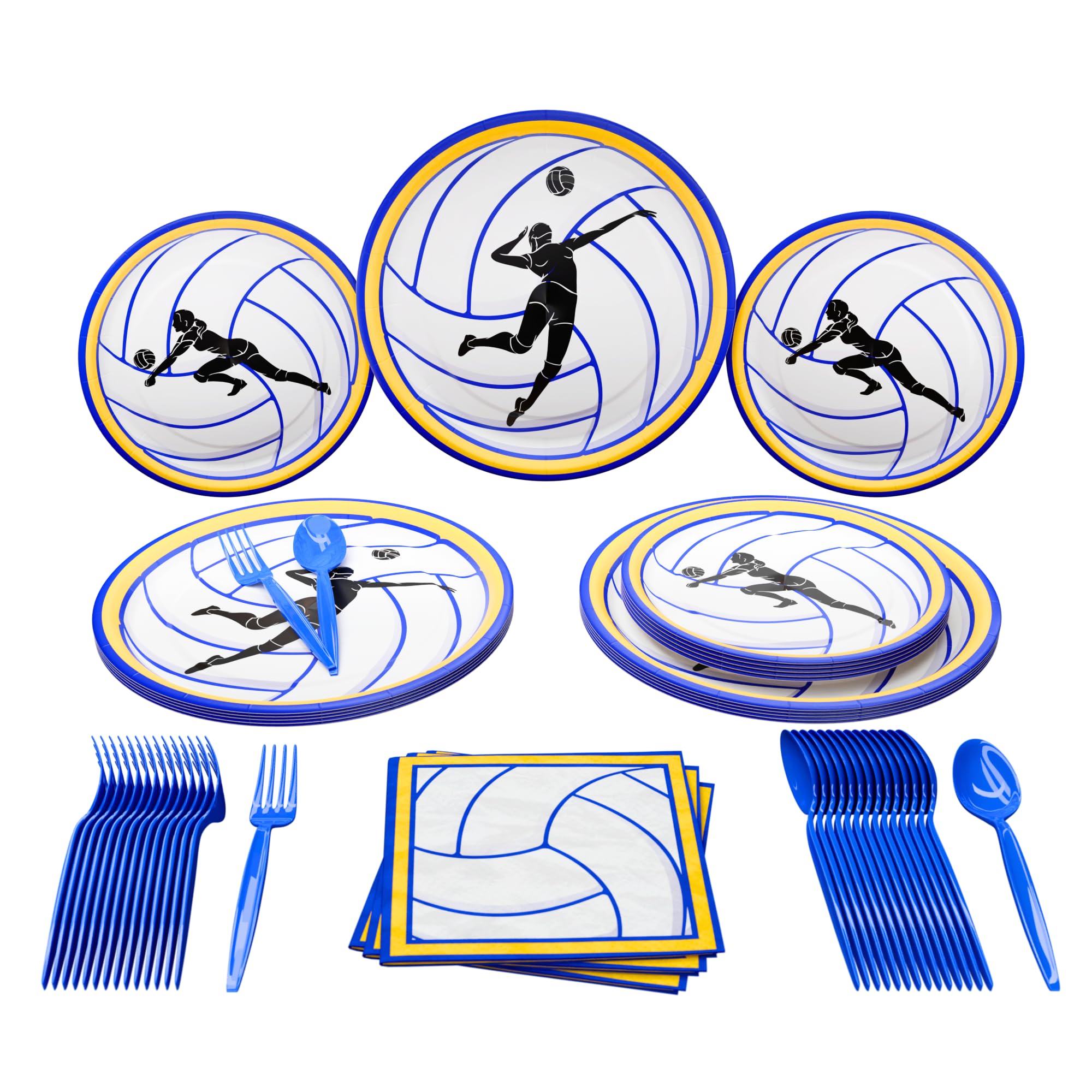 Volleyball Party Supplies Pack (100 Pieces for 16 Guests) - Volleyball Decorations, Sports Themed Birthday Party Supplies, Volleyball Plates and Napkins, Volleyball Party Decor, Blue Orchards
