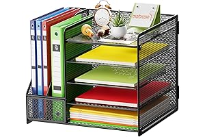 Marbrasse Creation - Desk Organizer with File Holder, 5-Tier Paper Letter