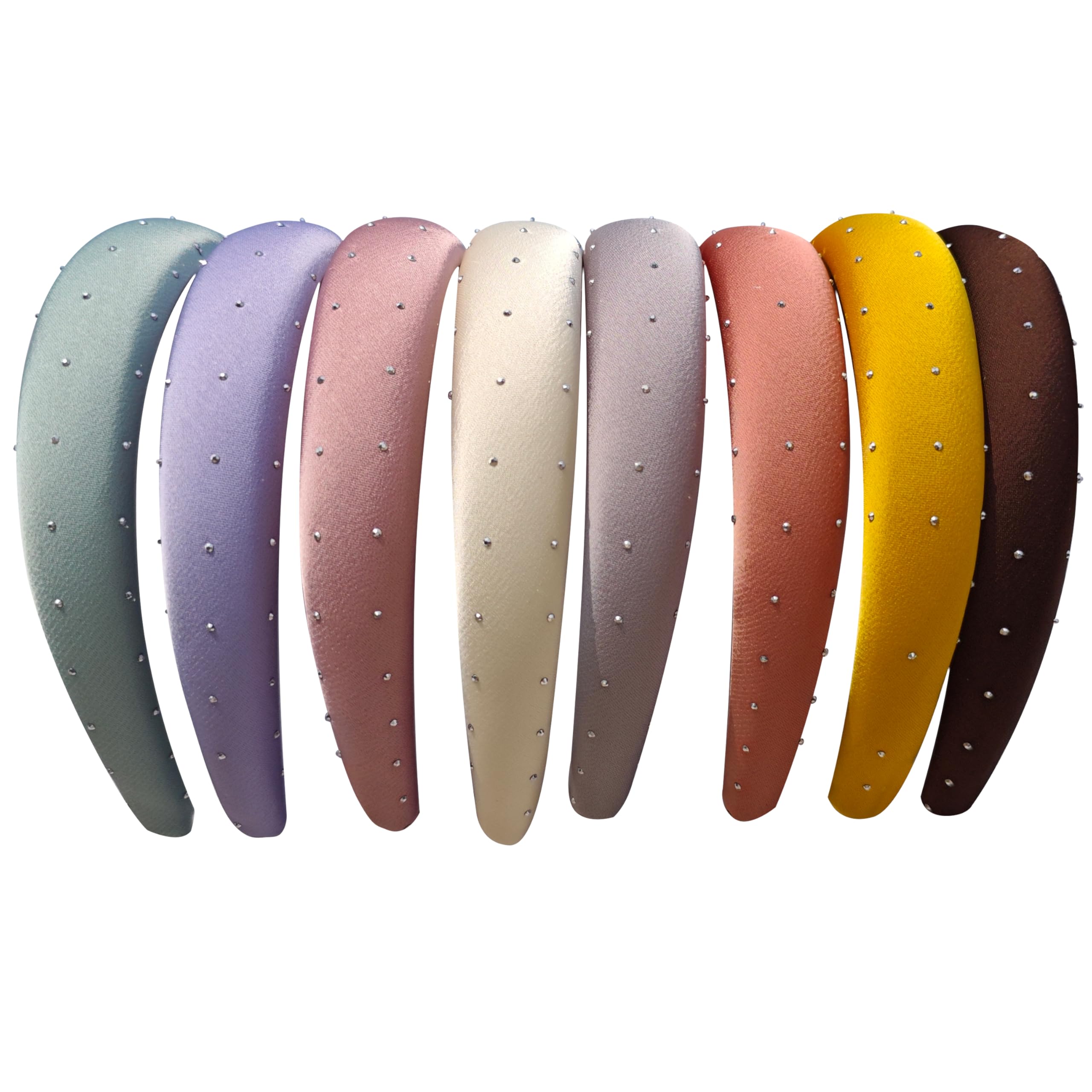 MASNDR 8 Pack Wide Headbands for Women - Non-Slip Thick Padded Hair Bands, Soft Comfortable Neutral Headbands for Girls & Women, Hair Accessories (