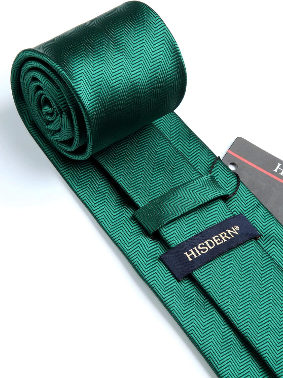 HISDERN Mens Ties Solid Color Tie and Pocket Square Set Classic Woven Formal Neckties & Handkerchief Wedding Party - Image 4