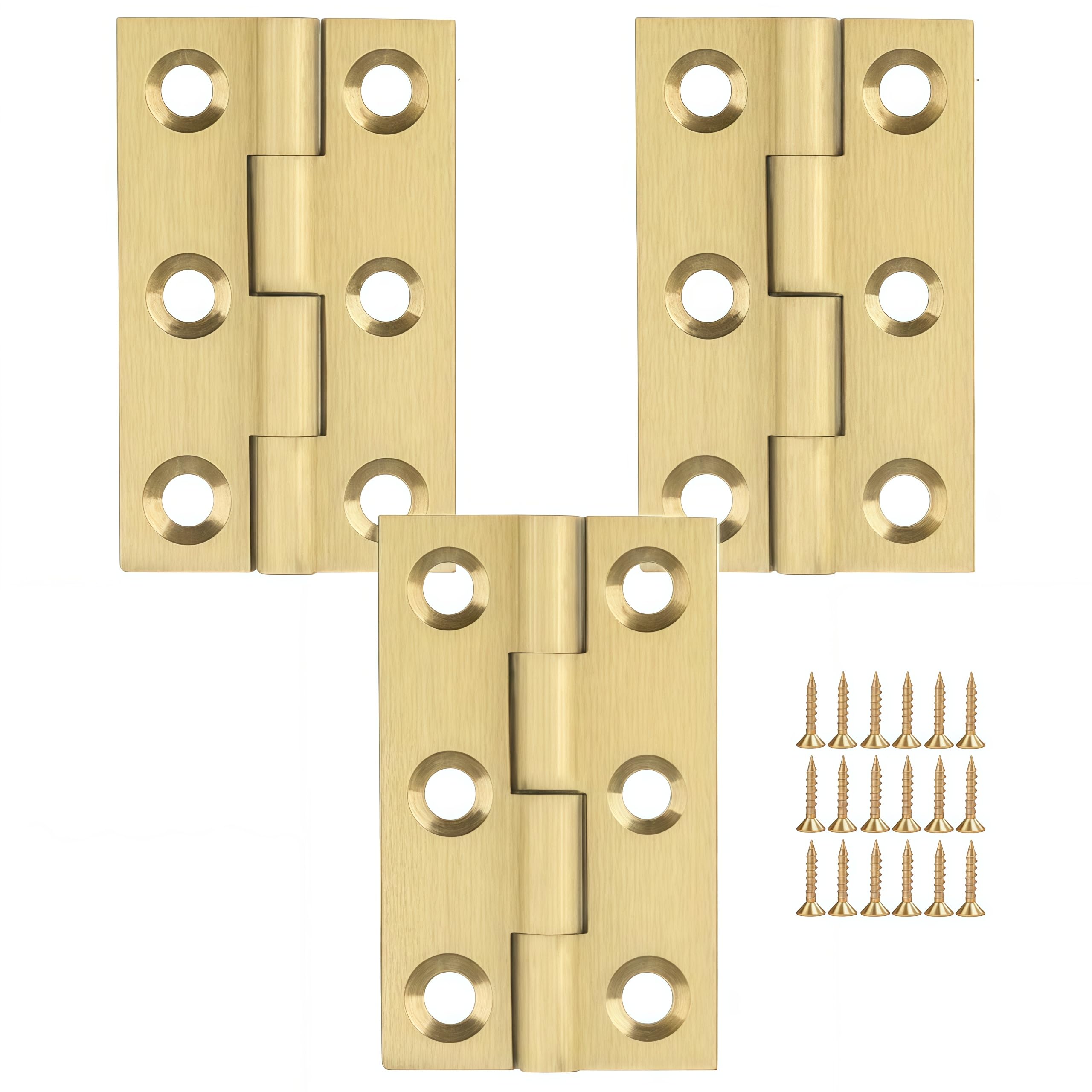 Vbnexyr Regular Hinges 3 Pack Of Brass Folding Hinges For Jewelry Boxes Cabinet Doors And Trunks With Screws 1.5 Inches