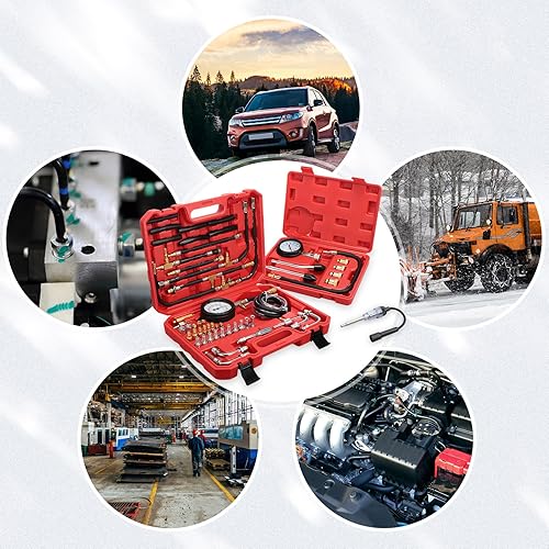 Miniatura 7 de Therwen Kit de probador de compresión de cilindro, kit de probador de presión de inyección de combustible, probador de bujías, kit de medidor de