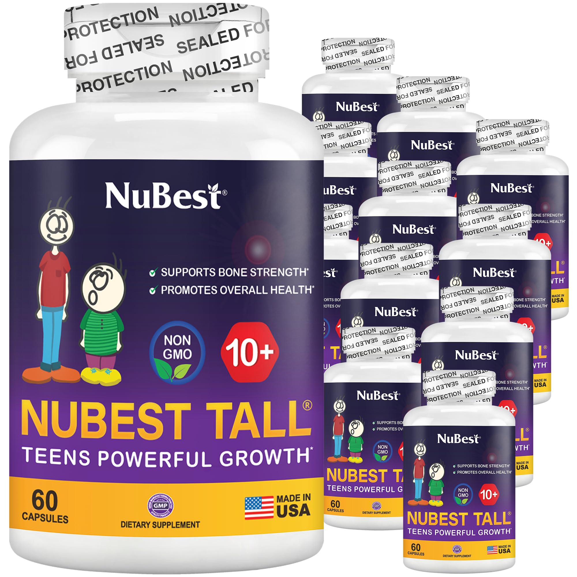 NuBest Tall 10+ Premium Bone Strength Formula, Enhanced Immunity and Overall Health for Age 10+ with Calcium, Vitamin D3, Vitamin K2, and Multivitamins | Pack 12