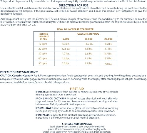 Miniatura 3 de Pool Mate Estabilizador y acondicionador de piscina prémium de 1.75 libras, ácido cianúrico concentrado para piscinas, ayuda a que el cloro dure más
