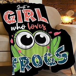 Cute Frog Blanket Just a Girl Who Loves Frog Throw Blankets Funny Animal Fleece Cozy Blanket Warm Soft Fuzzy Plush Blanket for Sofa Bed Living Room Ideal Gift for Kids Adults 50