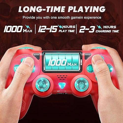 Miniatura 6 de 2 Pack RGB Wireless Controller for PS4SlimProPC, Colorful RGB lights - Blue Red Green Pink Orange Cyan Purple, Dual Vibration6-Axis Motion