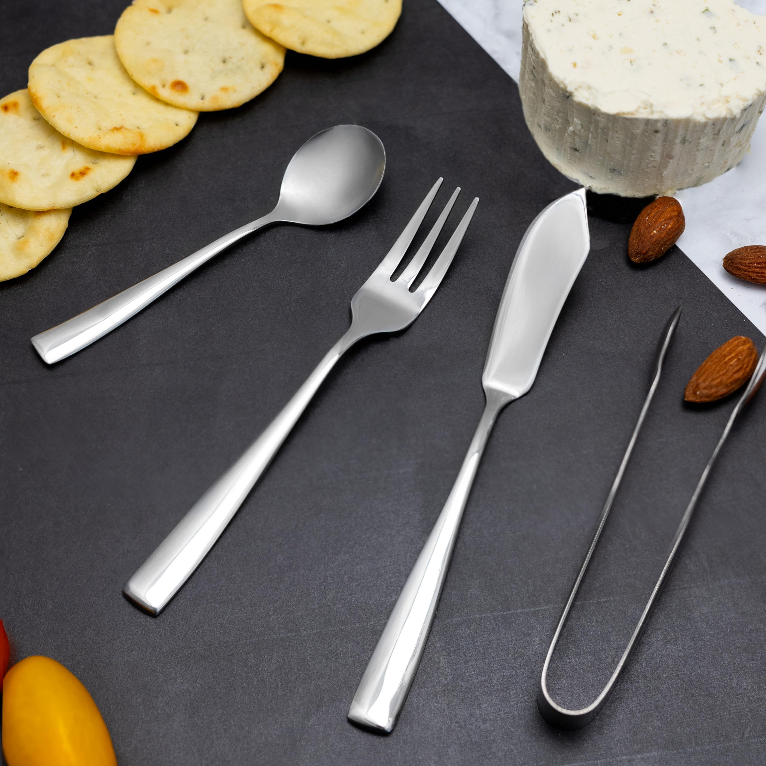 Ironwood Gourmet - Juego de 8 utensilios de charcutería de acero inoxidable, incluye tenedores, cuchillos, esparcidores, cucharas, pinzas