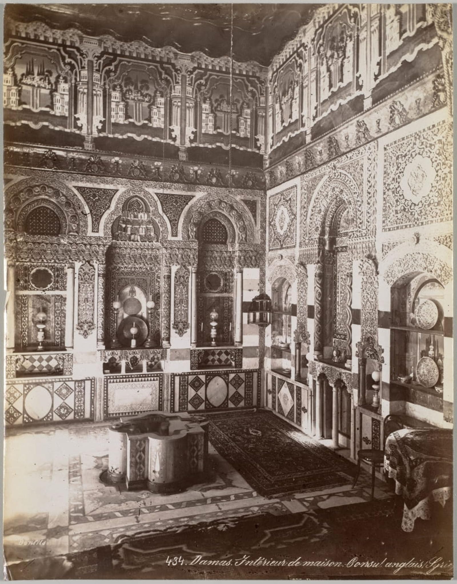 ARTXLXXBN Famous Painting Canvas Artwork Graffiti Print Damascus Interior of a House by Félix Bonfils Portrait Canvas Image for Home Decor 60x90cm