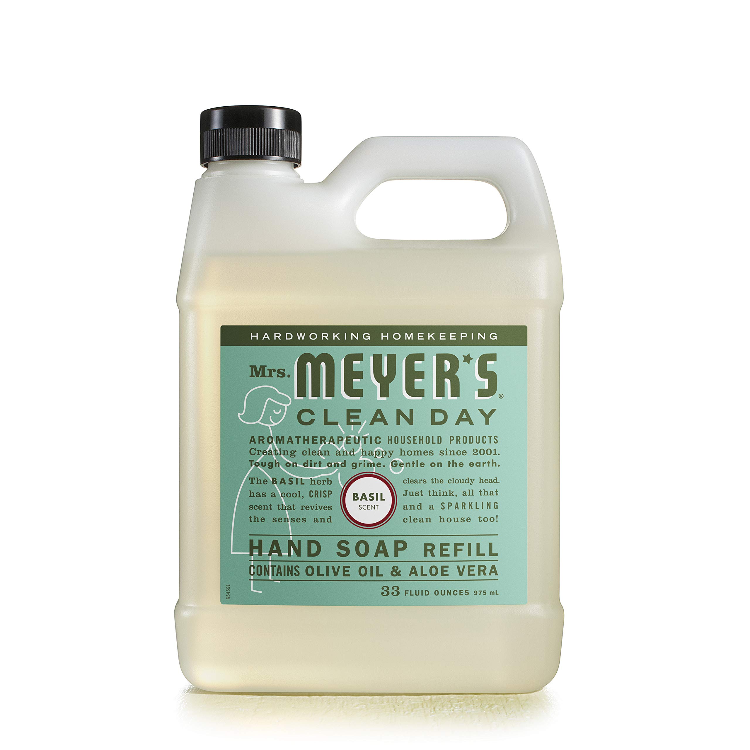 Mrs. Meyer'S - Ricarica di sapone liquido per le mani, basilico, 33 l, confezione da 6