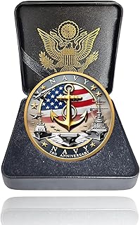 Navy 250th Anniversary Coin – USMC 250th Commemorative Double-Sided Marine Corps Challenge Coin with Metal Gift Box – Navy Challenge Coin for Veterans, Marines, Patriots – 1.57" Display