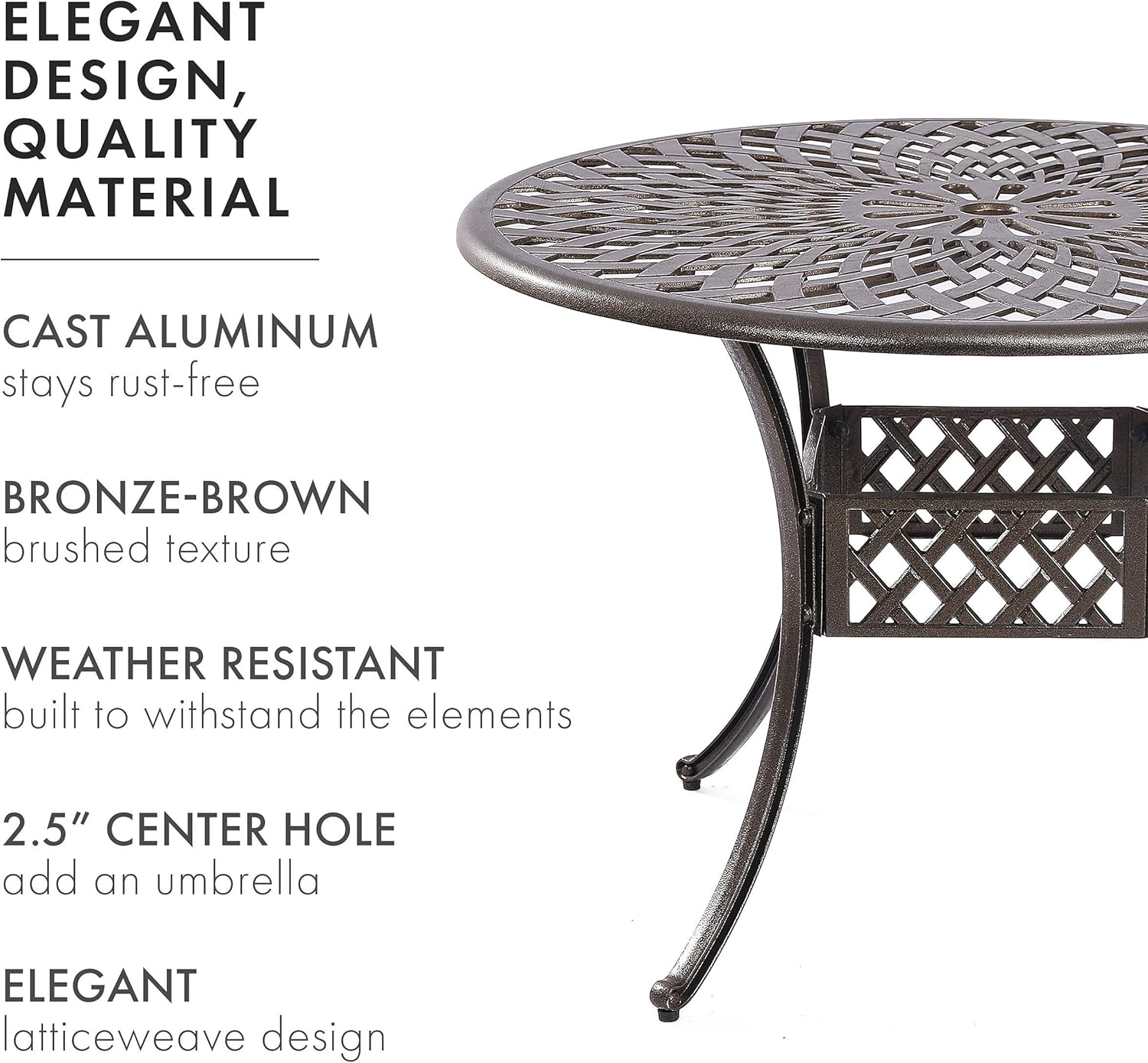 Kinger Home 5-Piece Patio Dining Set, Patio Dining Set for 4, Outdoor Table and Chairs, Metal Dining Chairs Set of 4, Round Patio Table, Patio Umbrella Friendly, Woven Design - Bronze : Patio, Lawn & Garden