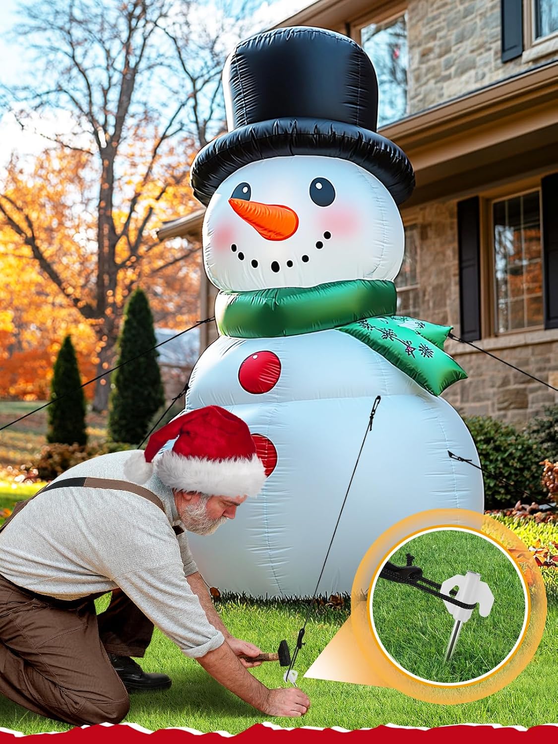 12 Pcs Christmas Metal Inflatables Stakes - Heavy Duty Inflatable Stakes and Tethers, Yard Ground Blow Up Stake Pegs for Christmas Outdoor Inflatable Decoration Tie Downs Gifts
