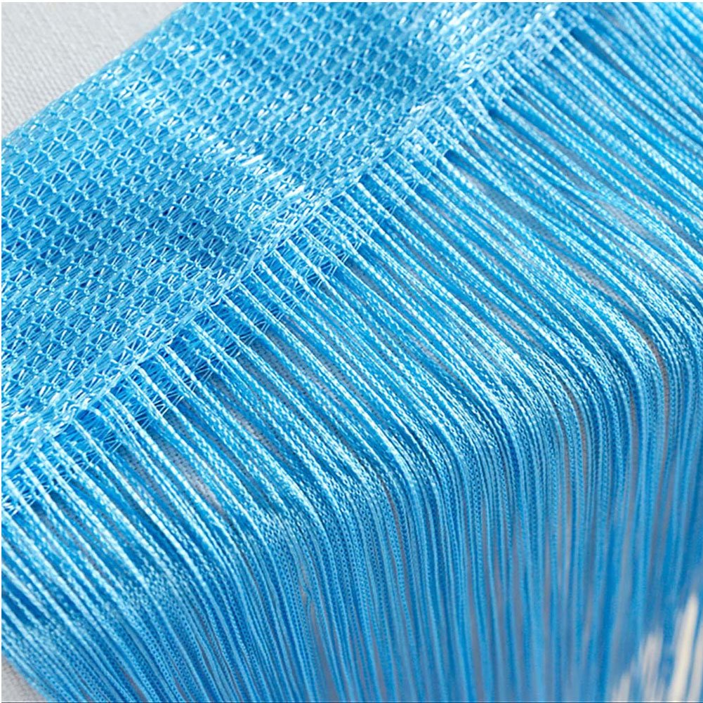 Door String Curtain, Wall Panel Fringe Window Room Divider Blind, Home Patio Bedroom Decorative Tassel Screen Ribbon Strings Strip Silver Thread Screen for Wedding Coffee House Party Events (Blue) โ image 1