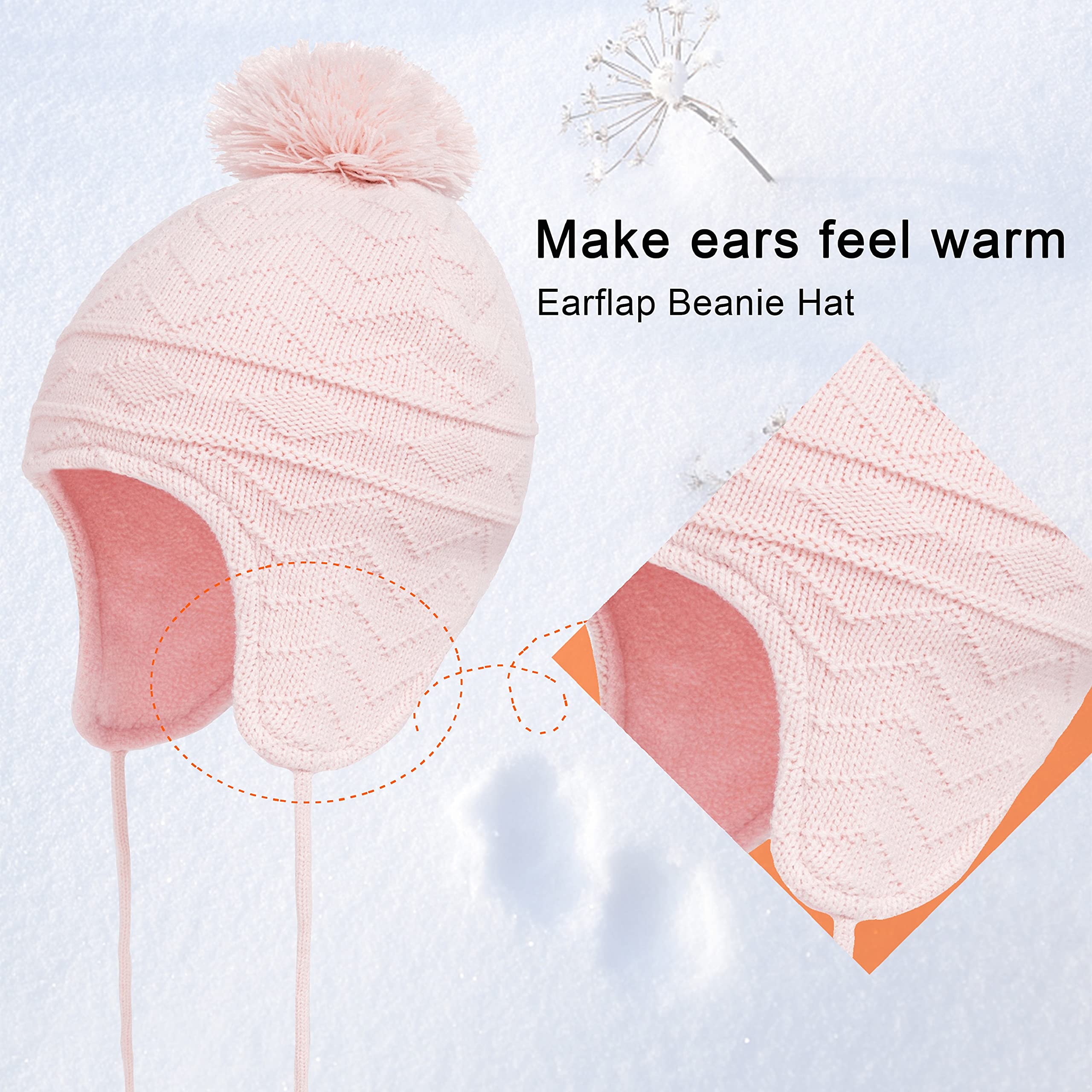 CheChury Winter Mütze Schal Handschuh Sets Mädchen Strickmütze Warme Babymütze Jungen Wintermütze Fleece Winterschal Elastische Beanie Ohrenschützer Hut und Schal Kinder 1-6 Jahre