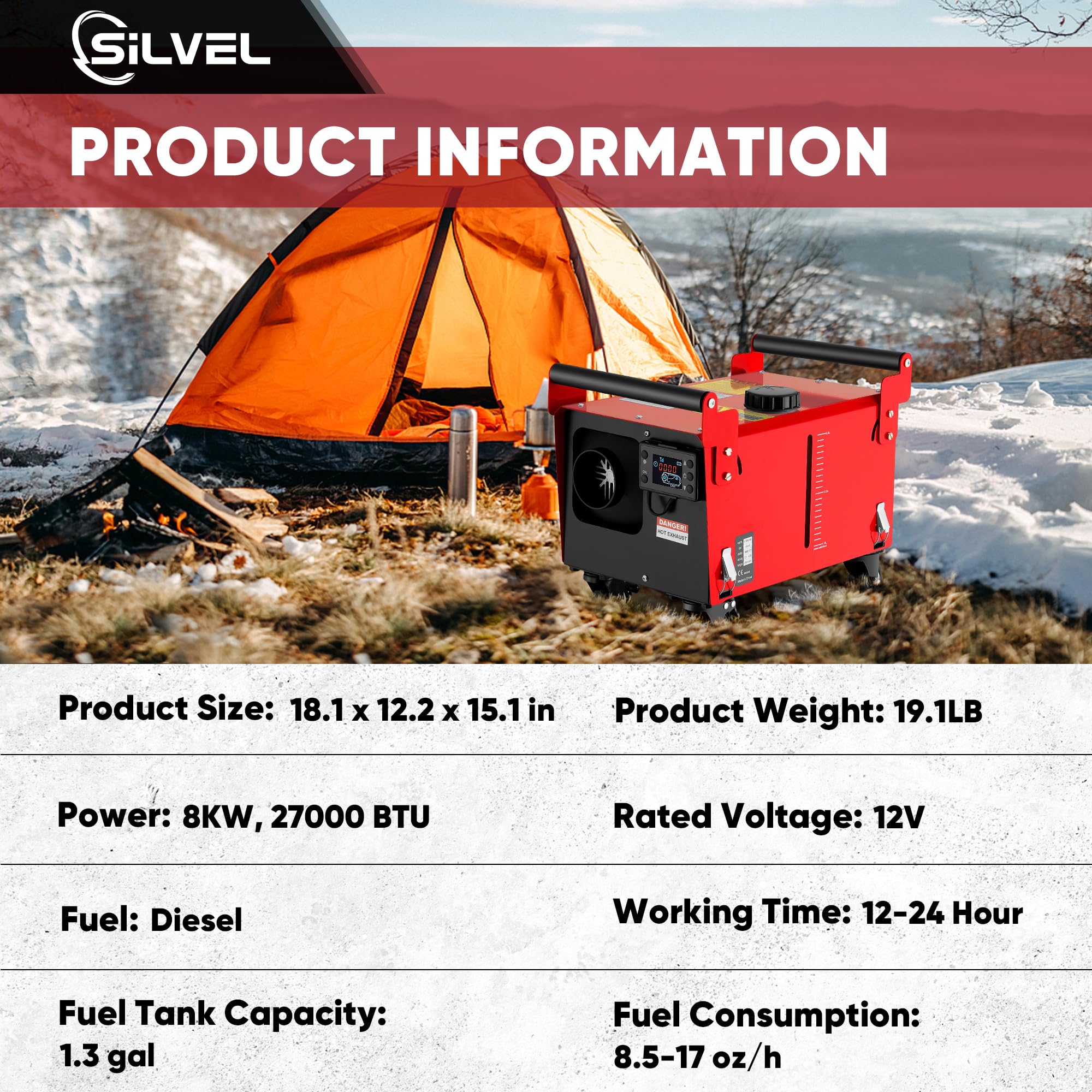 Btu Diesel Air Heater 8KW Diesel Heater (12V) All-in-One RV