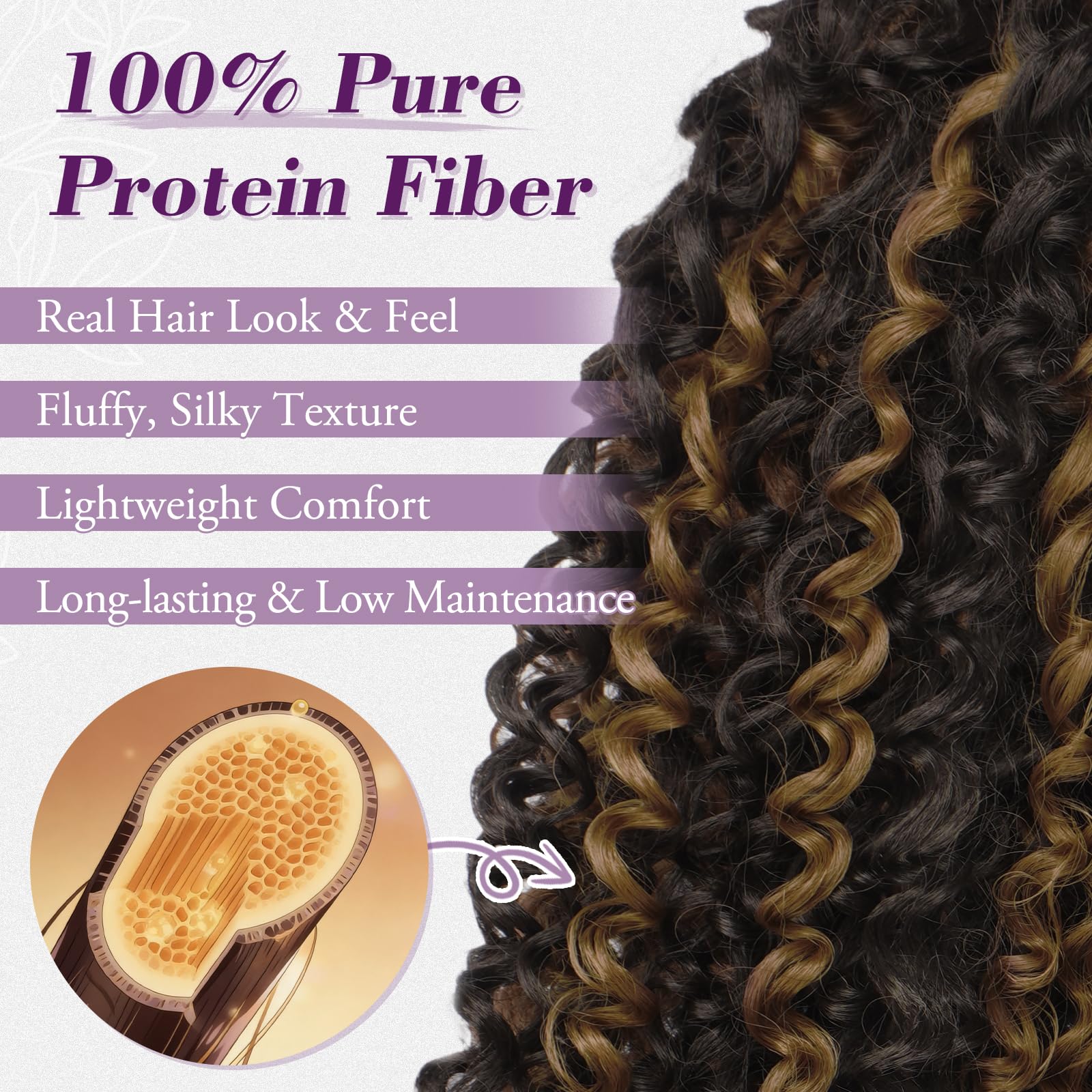 Coda Capelli Extension, Ricci Coda di Cavallo con Coulisse Pure Protein Fibra 45cm Bohemian Ricci Ondulati Pettine Clip in Ponytail Posticci, Nero Marrone con Highlights