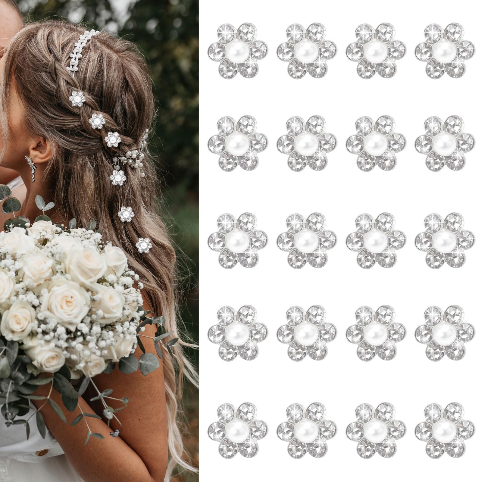 Amazon.com : YISSION 20Pcs Mini Rhinestone Flower Hair Clips 