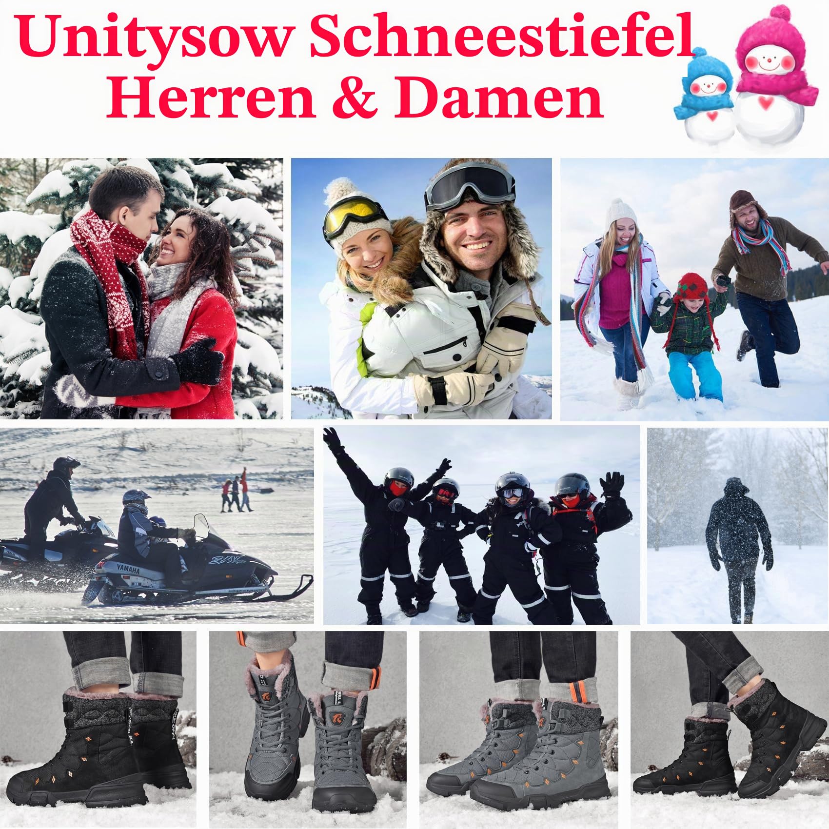 Winterschuhe Herren Damen Stiefel Warme Gefütterte Schneestiefel Winterstiefel Outdoor Wasserdicht Trekkingschuhe Wanderschuhe Winterboots Gr.37-46