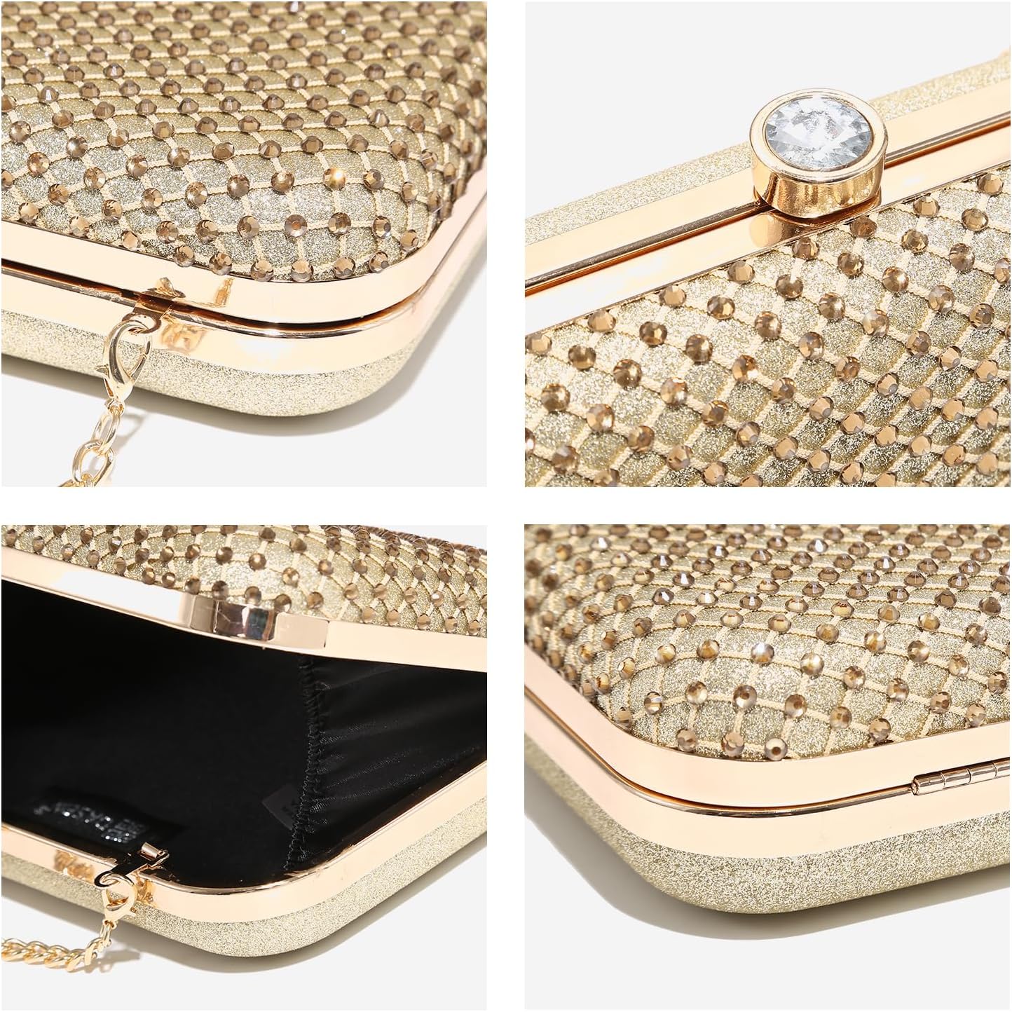 Dasein Womens Rhinestone Clutch Purse Sparkling Evening Bag with Crystal Clasp for Formal Prom Party Wedding | Rhinestone, Sparkling, Crystal Clasp, Formal, Prom, Party - Image 6